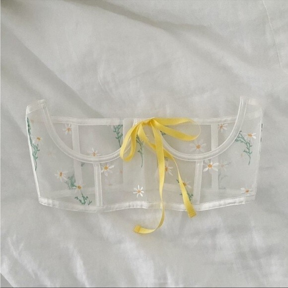 For Love & Lemons Lia Corset Belt XS Daisy Embroidered - Picture 4 of 6
